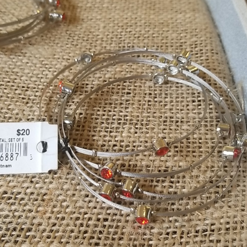 Cookie Lee eurowire orange crystal bracelets